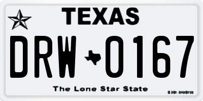 TX license plate DRW0167