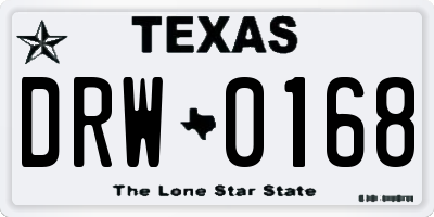 TX license plate DRW0168