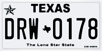 TX license plate DRW0178