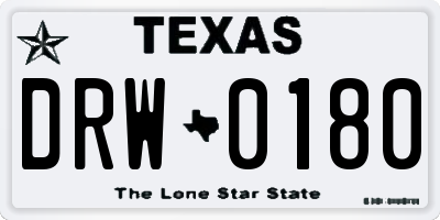 TX license plate DRW0180