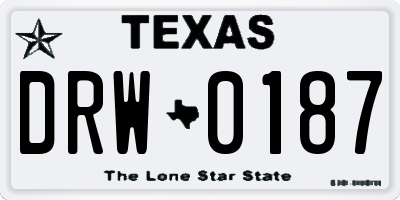 TX license plate DRW0187