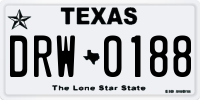 TX license plate DRW0188