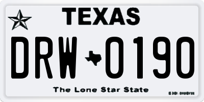 TX license plate DRW0190