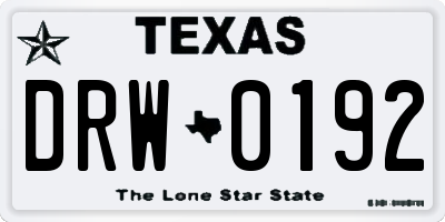 TX license plate DRW0192