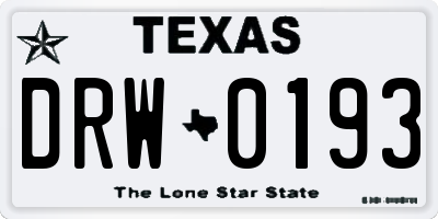 TX license plate DRW0193