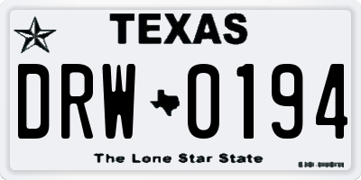 TX license plate DRW0194