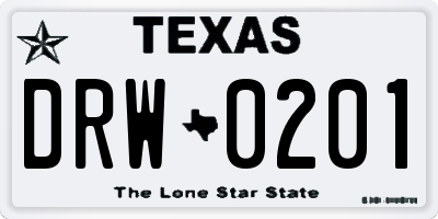 TX license plate DRW0201