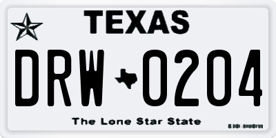 TX license plate DRW0204