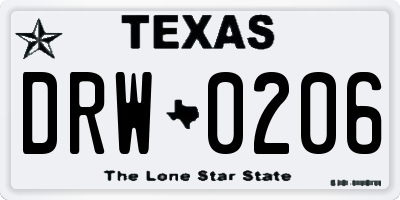 TX license plate DRW0206