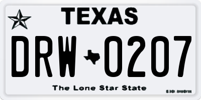 TX license plate DRW0207