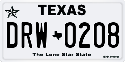 TX license plate DRW0208