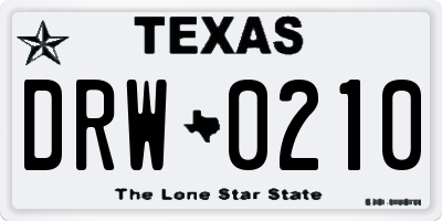 TX license plate DRW0210