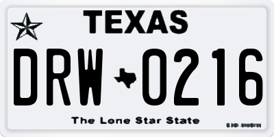 TX license plate DRW0216