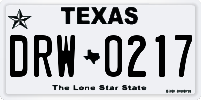 TX license plate DRW0217