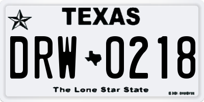 TX license plate DRW0218