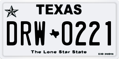 TX license plate DRW0221