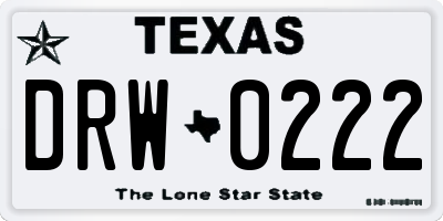 TX license plate DRW0222