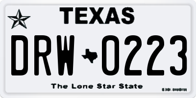 TX license plate DRW0223