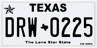 TX license plate DRW0225