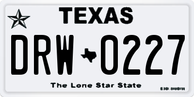 TX license plate DRW0227