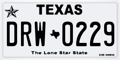 TX license plate DRW0229