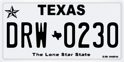 TX license plate DRW0230