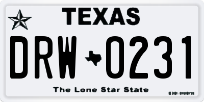 TX license plate DRW0231