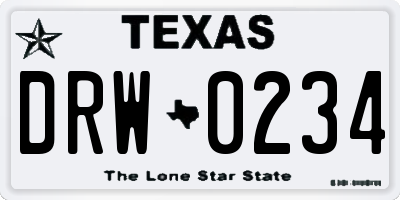 TX license plate DRW0234