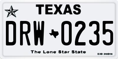 TX license plate DRW0235