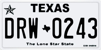 TX license plate DRW0243