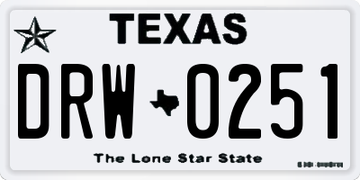 TX license plate DRW0251