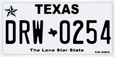 TX license plate DRW0254