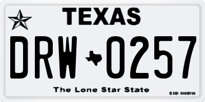 TX license plate DRW0257