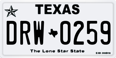 TX license plate DRW0259