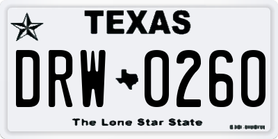 TX license plate DRW0260
