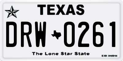 TX license plate DRW0261
