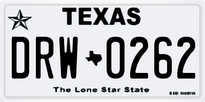 TX license plate DRW0262