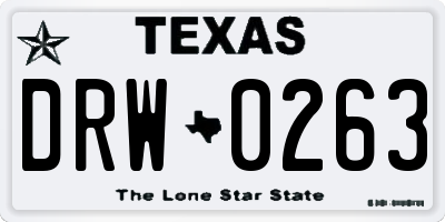 TX license plate DRW0263