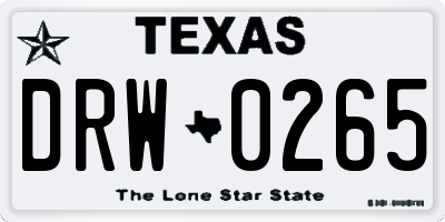 TX license plate DRW0265