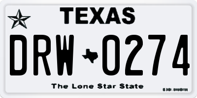 TX license plate DRW0274