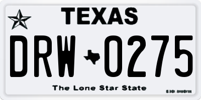 TX license plate DRW0275