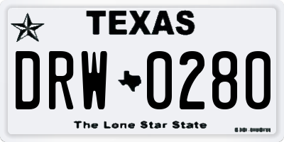 TX license plate DRW0280