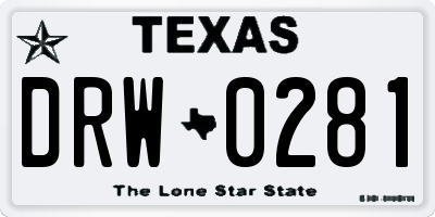 TX license plate DRW0281