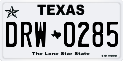 TX license plate DRW0285