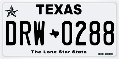 TX license plate DRW0288