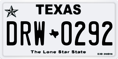 TX license plate DRW0292