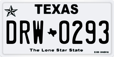 TX license plate DRW0293