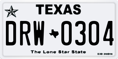 TX license plate DRW0304