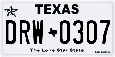 TX license plate DRW0307