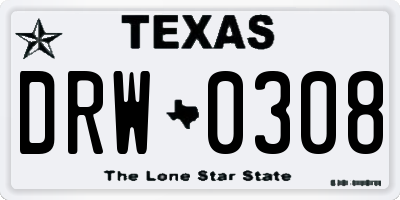 TX license plate DRW0308